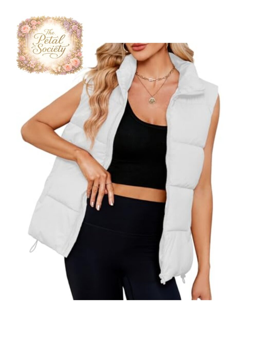 Quilted Puffer Vest with Pockets Sleeveless